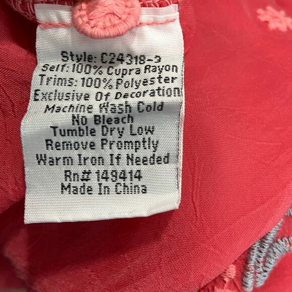 Johny Was Mikones Tunic Top Coral Floral Embroidered Size XL - Picture 8 of 10